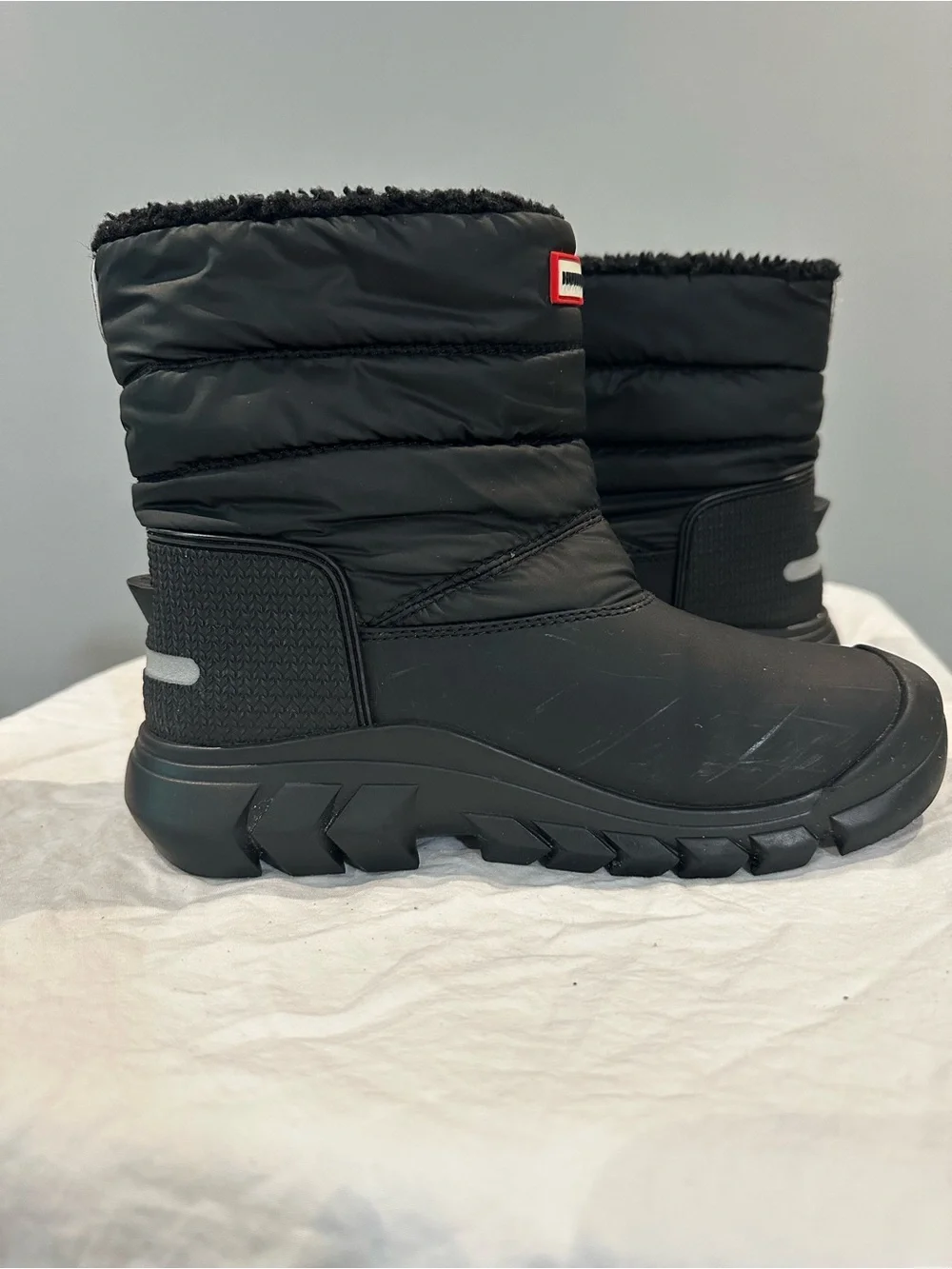 Hunter Kids Black Winter Snow Boots with Fleece Cuff